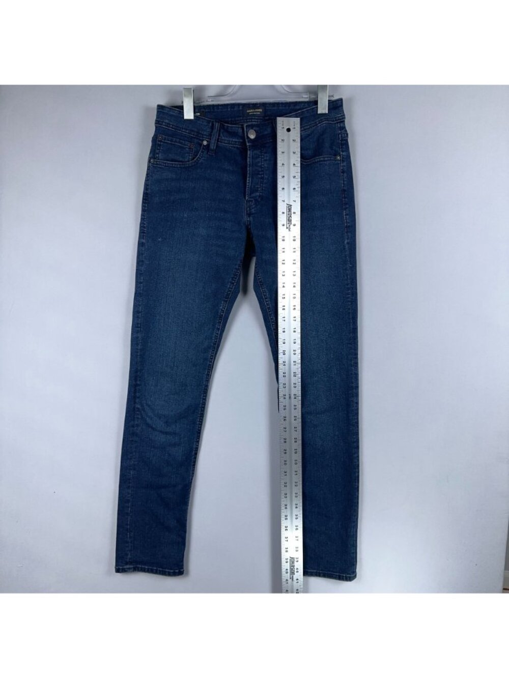 Jack & Jones Glenn Slim Fit Jeans Mens Size 32x34 Blue Dark Wash Mid Rise - Picture 6 of 12